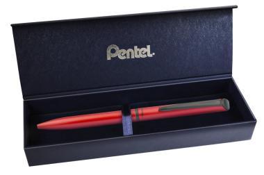 Pentel zselés rollertoll prémium fém EnerGel matt piros 0,7 mm - kék tinta