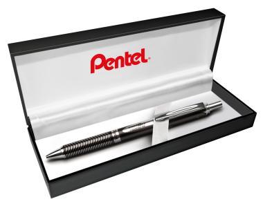 Pentel EnerGel prémium fém nyomógombos rollertoll 0,35 mm fekete – fekete tintával + ajándék kék tollbetéttel
