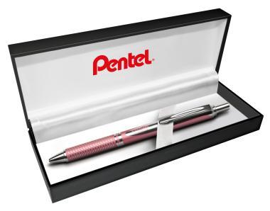 Pentel Energel prémium fém nyomógombos rollertoll 0,35 mm rózsaszín – fekete tintával + ajándék kék tollbetéttel