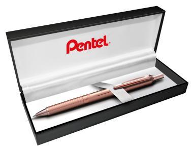 Pentel zselés rollertoll nyomógombos prémium fém EnerGel 0,7 mm rosegold – fekete tintával + ajándék kék tollbetéttel