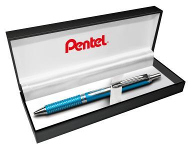 Pentel Energel prémium fém nyomógombos rollertoll 0,35 mm égszínkék – fekete tintával + ajándék kék tollbetéttel