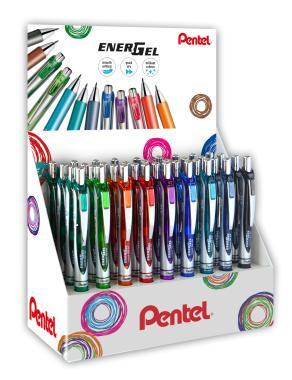 Pentel zselés rollertoll nyomógombos EnerGel 0,7 mm 36 db-os töltött display, 9 szín x 4 db