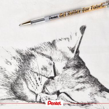 Pentel zselés rollertoll textilre 1,0 mm -  fekete