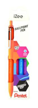 Pentel golyóstoll nyomógombos iZee 0,7 mm 4 db-os szett  -kék, pink, lila, narancssárga