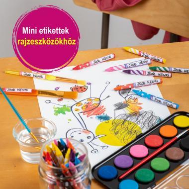 Avery ISKOLAI kézzel írható öntapadós tollcímke – rózsaszín/lila, 30 címke