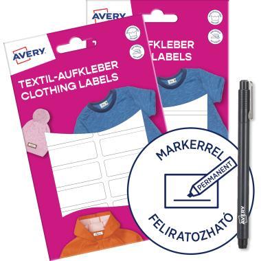 Avery ISKOLAI kézzel írható textil öntapadós 45 x 13 mm címkék - 72 címke/4 ív