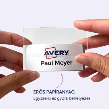 Avery névkitűző betétlap, 74 x 34 mm, 160 db - fehér