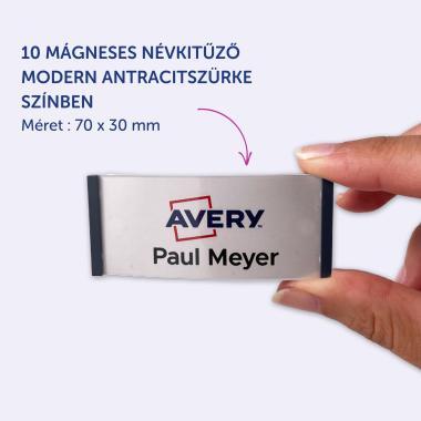 Avery névkitűző szett mágneses, 70 x 30 mm, 10 db - fémhatású