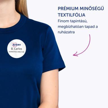 Avery Textilre ragasztható névcímke kerek ⌀ 65mm fehér