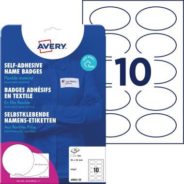 Avery öntapadó névcímke ovális fólia, 85 × 50 mm, 200 db - fehér