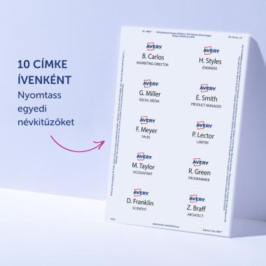 Avery öntapadó névcímke ovális fólia, 85 × 50 mm, 200 db - fehér