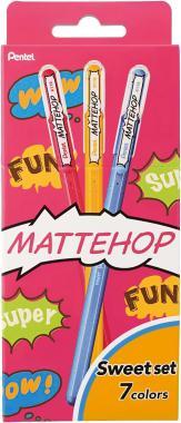 Pentel zselés rollertoll kupakos Neon Sweet Mattehop 1,0 mm 7 db-os szett