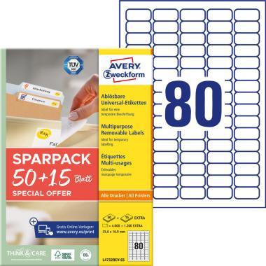 Avery univerzális visszaszedhető címke 35,6 x 16,9 mm 50+15 lap promo