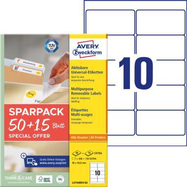 Avery univerzális visszaszedhető címke 96 x 50,8 mm 50+15 lap promo