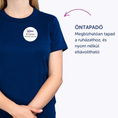 Avery öntapadó névcímke kör alakú acetátselyem, 65 mm, 160 db - fehér