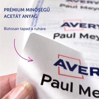 Avery öntapadó névcímke ovális acetátselyem, 85 × 50 mm, 200 db - fehér