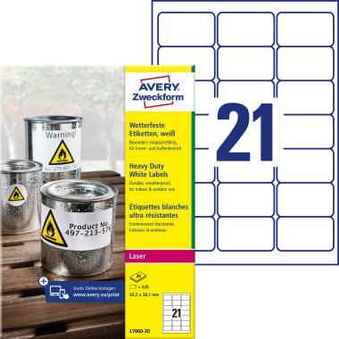 Avery időjárásálló fehér poliészter címke 63,5 x 38,1 mm