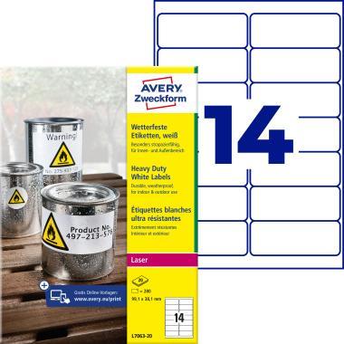 Avery időjárásálló fehér poliészter címke 99,1 x 38,1 mm