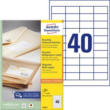 Avery univerzális újrahasznosított címkék 48,5 x 25,4 mm - fehér 100 ív