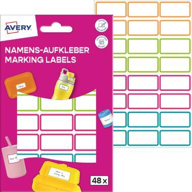 Avery ISKOLAI öntapadós színes vízálló fólia 31 mm x 15 mm címkék - 48 címke/2 ív