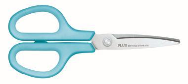 PLUS Fitcut Curve balkezes rozsdamentes acél olló 175 mm - világoskék