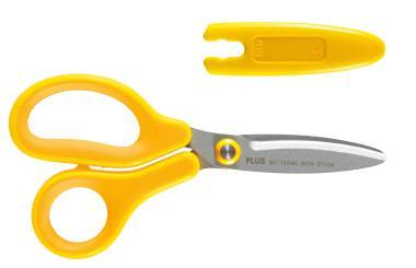 PLUS Fitcut Curve Kids balkezes fluorbevonatú olló 145 mm - sárga