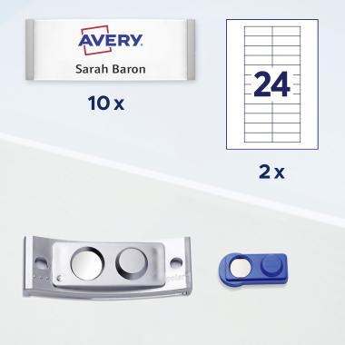 Avery névkitűző szett mágneses, 68 x 22 mm, 10 db - fémhatású