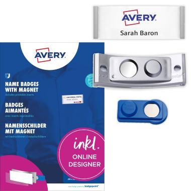 Avery névkitűző szett mágneses, 68 x 22 mm, 20 db - fémhatású