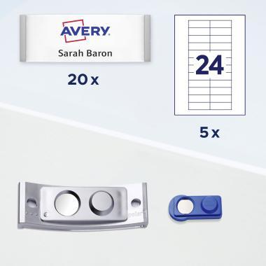 Avery névkitűző szett mágneses, 68 x 22 mm, 20 db - fémhatású