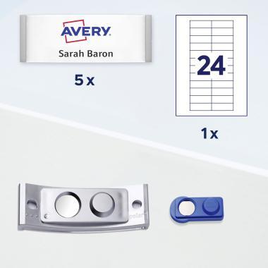 Avery névkitűző szett mágneses, 68 x 22 mm, 5 db - fémhatású