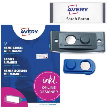Avery névkitűző szett mágneses, 70 x 30 mm, 10 db - fémhatású