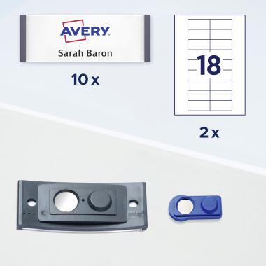 Avery névkitűző szett mágneses, 70 x 30 mm, 10 db - fémhatású