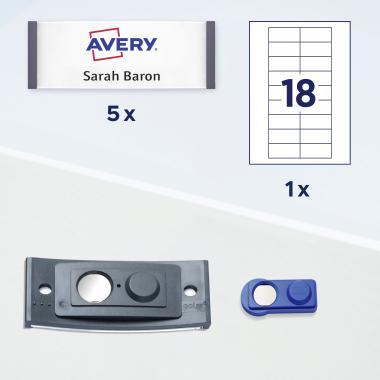 Avery névkitűző szett mágneses, 70 x 30 mm, 5 db - fémhatású