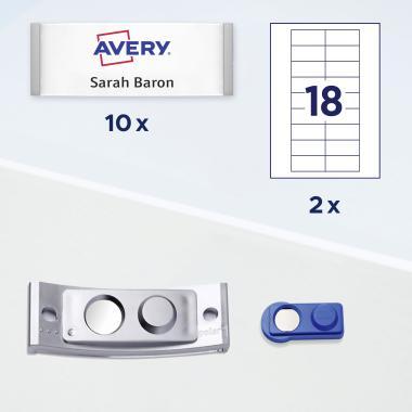 Avery névkitűző szett mágneses, 70 x 30 mm, 10 db - fémhatású