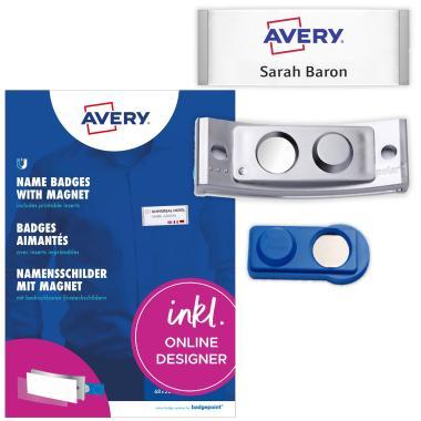 Avery névkitűző szett mágneses, 70 x 30 mm, 5 db - fémhatású