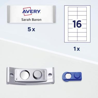 Avery névkitűző szett mágneses, 80 x 34 mm, 5 db - fémhatású