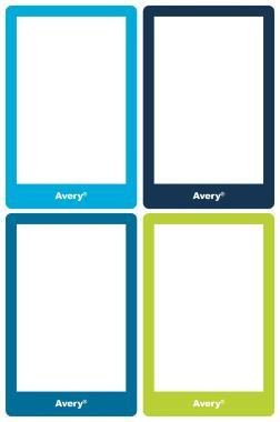 Avery ISKOLAI öntapadós papír 68 mm x 46 mm címkék - kék/zöld, 8 címke/2 ív