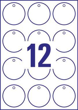 Avery függő címke, fólia, 190µ 60mm, kör 10 lap