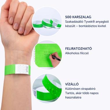 Avery karszalag szakadásbiztos, Tyvek®, 256 × 19 mm, 500 db - zöld