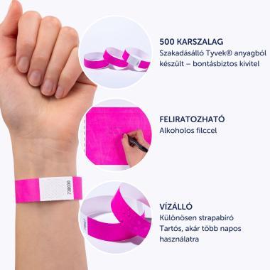 Avery karszalag szakadásbiztos, Tyvek®, 256 × 19 mm, 500 db - rózsaszín