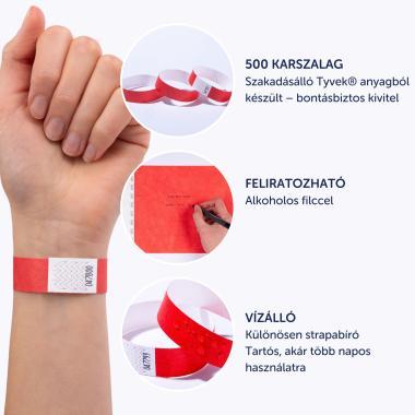 Avery karszalag szakadásbiztos, Tyvek®, 256 × 19 mm, 500 db - piros