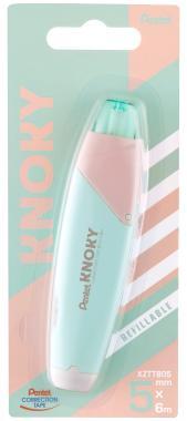Pentel hibajavító nyomógombos KNOKY trendi színben 5mmx6m - pasztell zöld