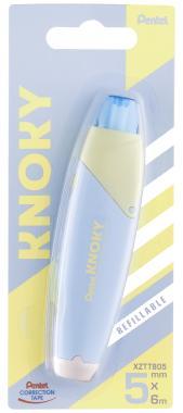 Pentel hibajavító nyomógombos KNOKY trendi színben 5mmx6m - pasztell kék