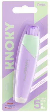 Pentel hibajavító nyomógombos KNOKY trendi színben 5mmx6m - pasztell lila