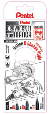 Pentel Manga rajzkészlet „Action & Shonen Style” 3 db-os
