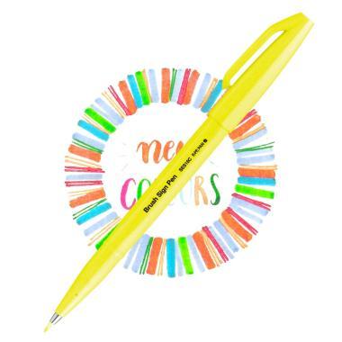 Pentel ecsettoll kalligrafikus hajlékony hegyű Brush Sign Pen - neon citromsárga