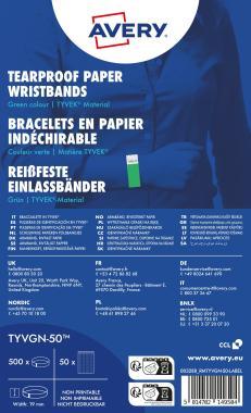 Avery karszalag szakadásbiztos, Tyvek®, 256 × 19 mm, 500 db - zöld