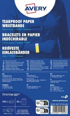 Avery karszalag szakadásbiztos, Tyvek®, 256 × 19 mm, 500 db - citromsárga