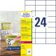 Avery visszaszedhető időjárásálló fehér poliészter címke 70 x 37 mm